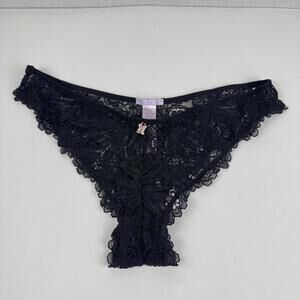 NEW Savage x Fenty Womens Large Black Sheer Lace Floral Panties Underwear